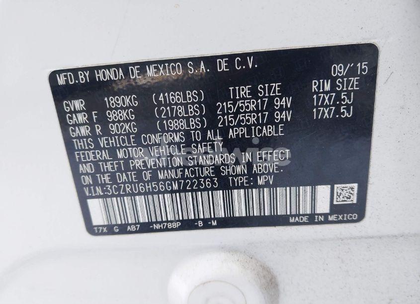 Photo 9 of 2016 Honda Hr-v EX (VIN 3CZRU6H56GM722363)