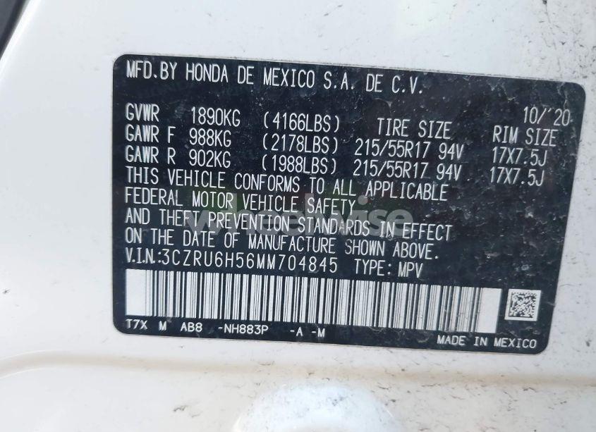Photo 9 of 2021 Honda Hr-v AWD EX (VIN 3CZRU6H56MM704845)