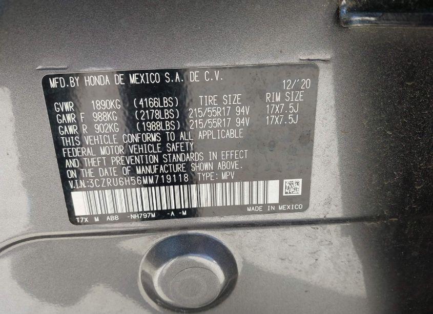 Photo 9 of 2021 Honda Hr-v AWD EX (VIN 3CZRU6H56MM719118)