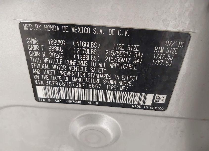 Photo 9 of 2016 Honda Hr-v EX (VIN 3CZRU6H57GM716667)