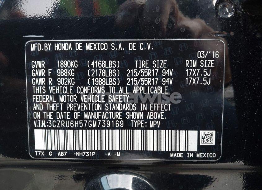 Photo 9 of 2016 Honda Hr-v EX (VIN 3CZRU6H57GM739169)