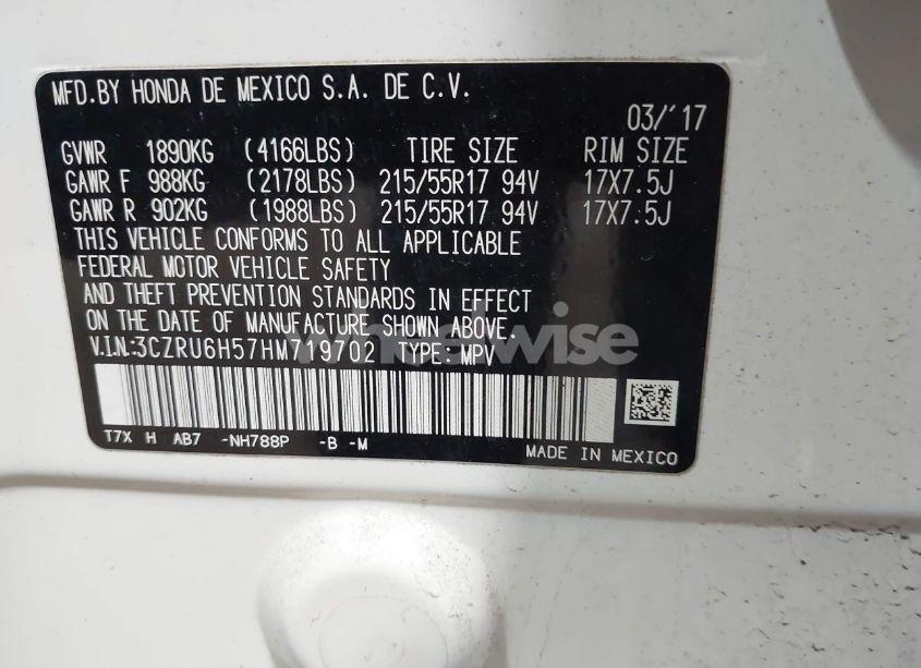 Photo 9 of 2017 Honda Hr-v EX (VIN 3CZRU6H57HM719702)