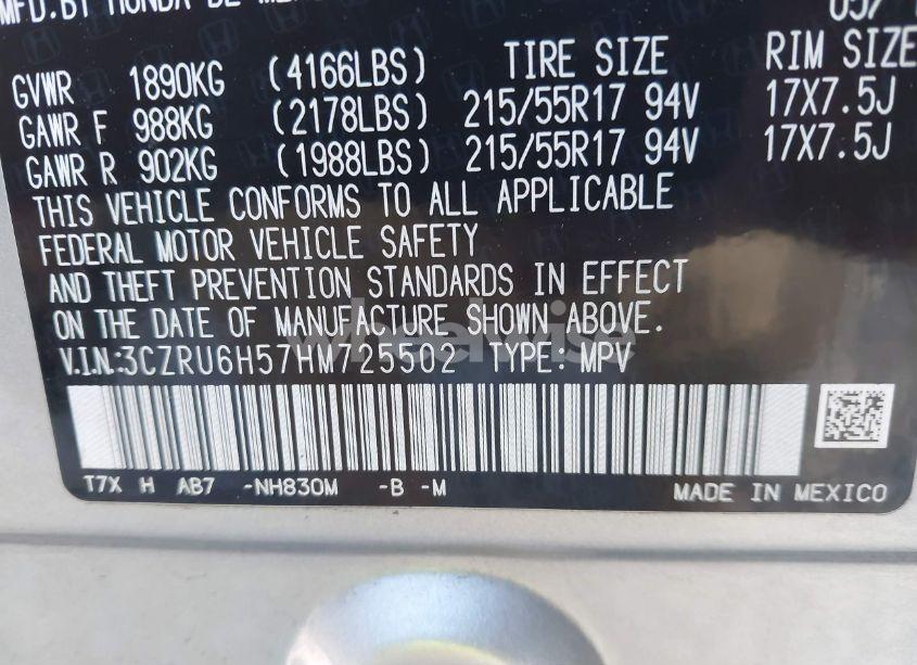 Photo 9 of 2017 Honda Hr-v EX (VIN 3CZRU6H57HM725502)