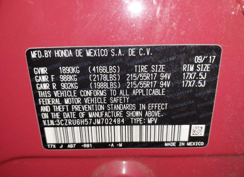 Photo 9 of 2018 Honda Hr-v EX (VIN 3CZRU6H57JM702484)