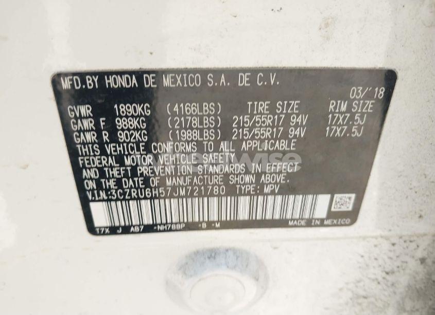 Photo 9 of 2018 Honda Hr-v EX (VIN 3CZRU6H57JM721780)