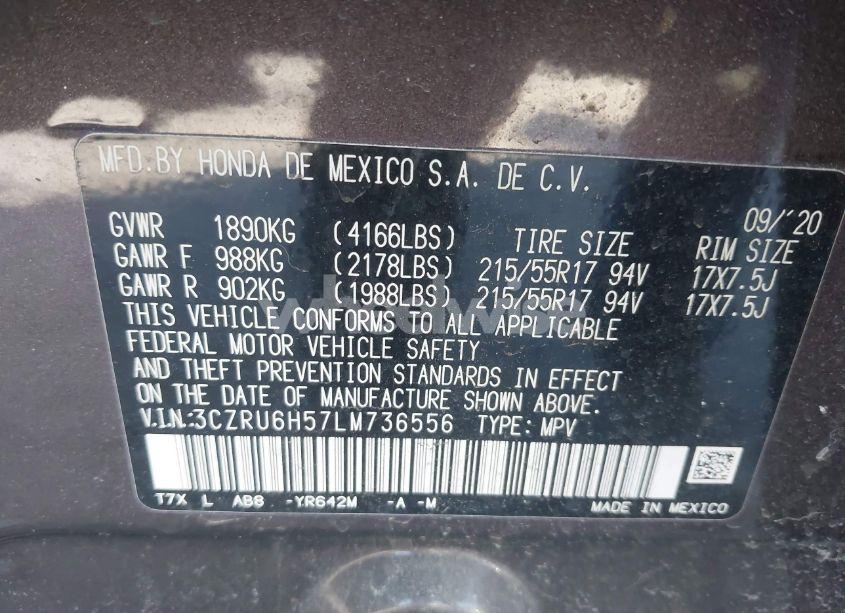 Photo 9 of 2020 Honda Hr-v AWD EX (VIN 3CZRU6H57LM736556)