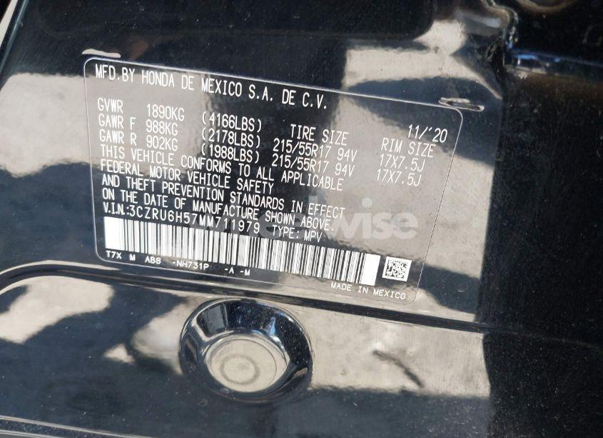 Photo 9 of 2021 Honda Hr-v AWD EX (VIN 3CZRU6H57MM711979)