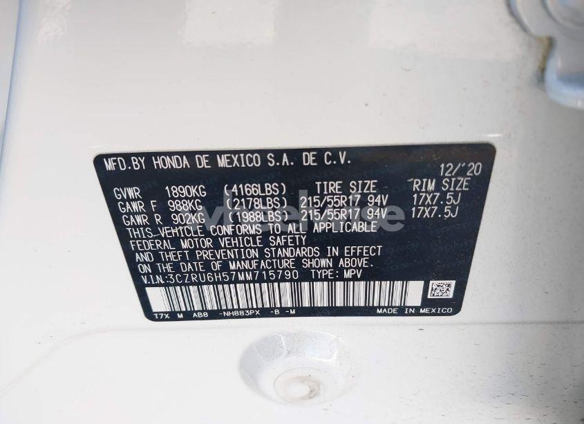 Photo 9 of 2021 Honda Hr-v AWD EX (VIN 3CZRU6H57MM715790)