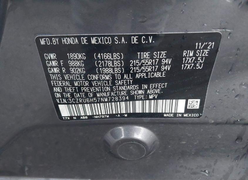 Photo 9 of 2022 Honda Hr-v AWD EX (VIN 3CZRU6H57NM728394)