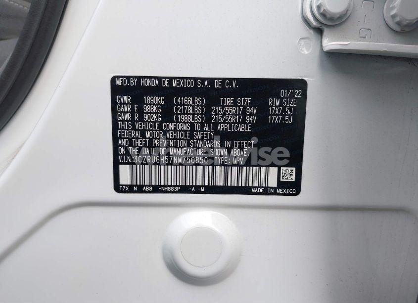 Photo 9 of 2022 Honda Hr-v AWD EX (VIN 3CZRU6H57NM750850)