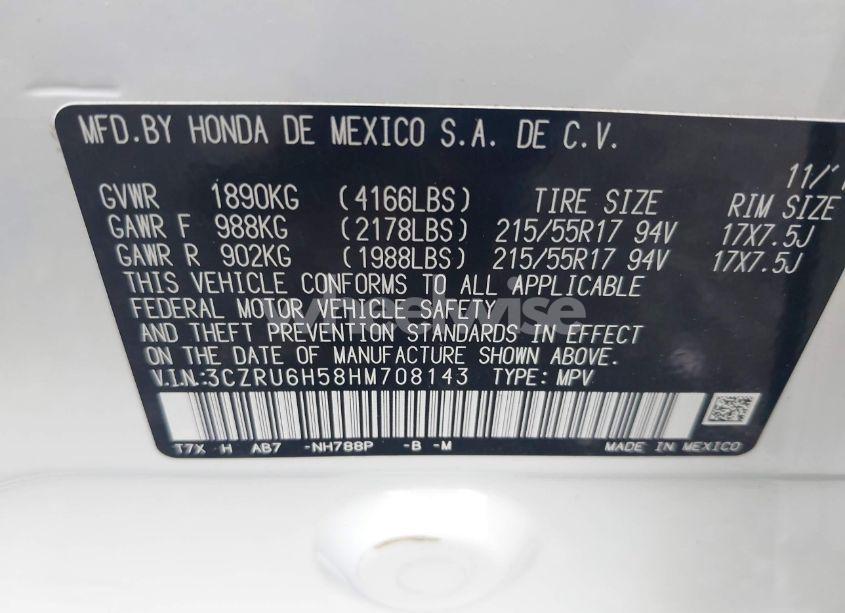 Photo 9 of 2017 Honda Hr-v EX (VIN 3CZRU6H58HM708143)