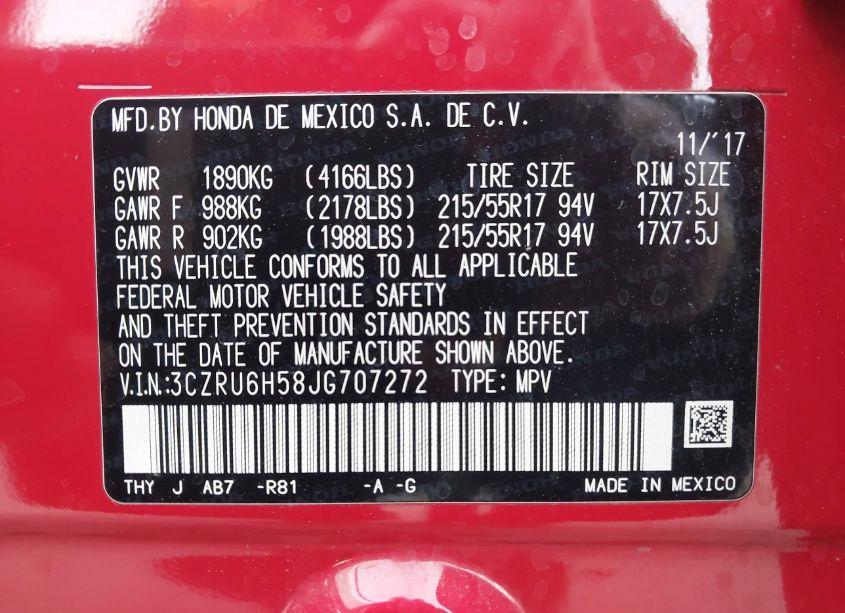 Photo 9 of 2018 Honda Hr-v EX (VIN 3CZRU6H58JG707272)