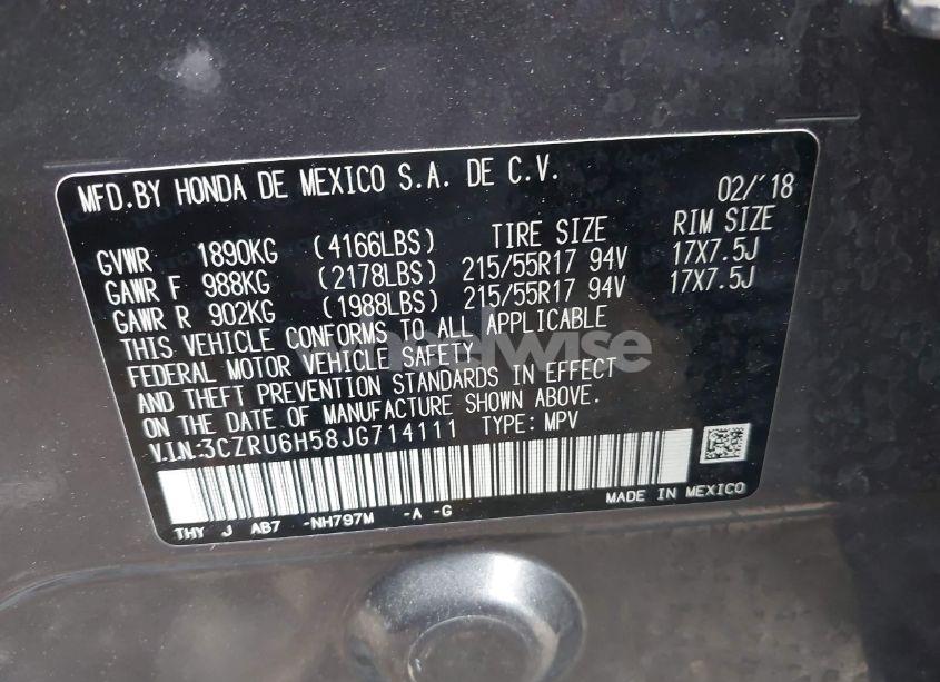 Photo 9 of 2018 Honda Hr-v EX (VIN 3CZRU6H58JG714111)