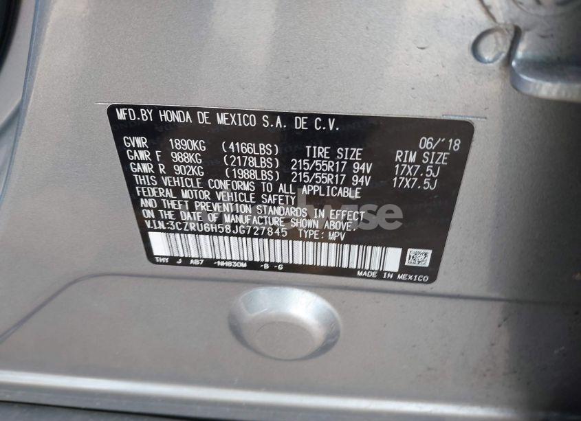 Photo 9 of 2018 Honda Hr-v EX (VIN 3CZRU6H58JG727845)