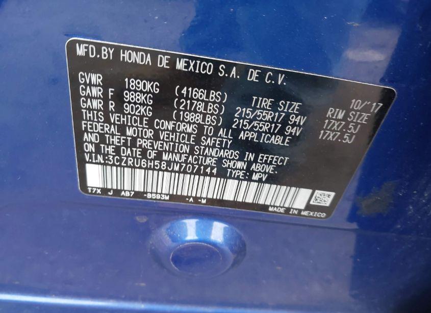 Photo 9 of 2018 Honda Hr-v EX (VIN 3CZRU6H58JM707144)