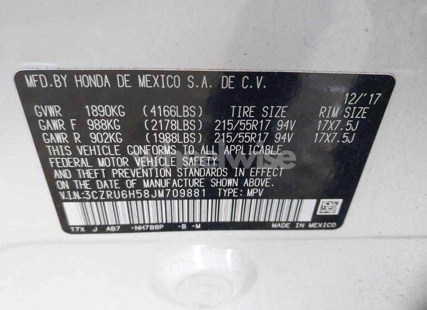 Photo 9 of 2018 Honda Hr-v EX (VIN 3CZRU6H58JM709881)