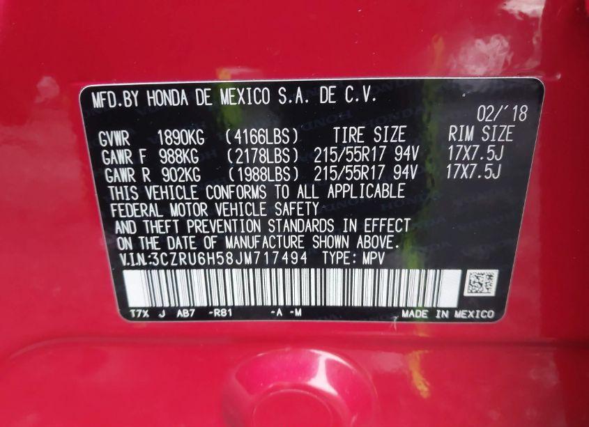 Photo 9 of 2018 Honda Hr-v EX (VIN 3CZRU6H58JM717494)