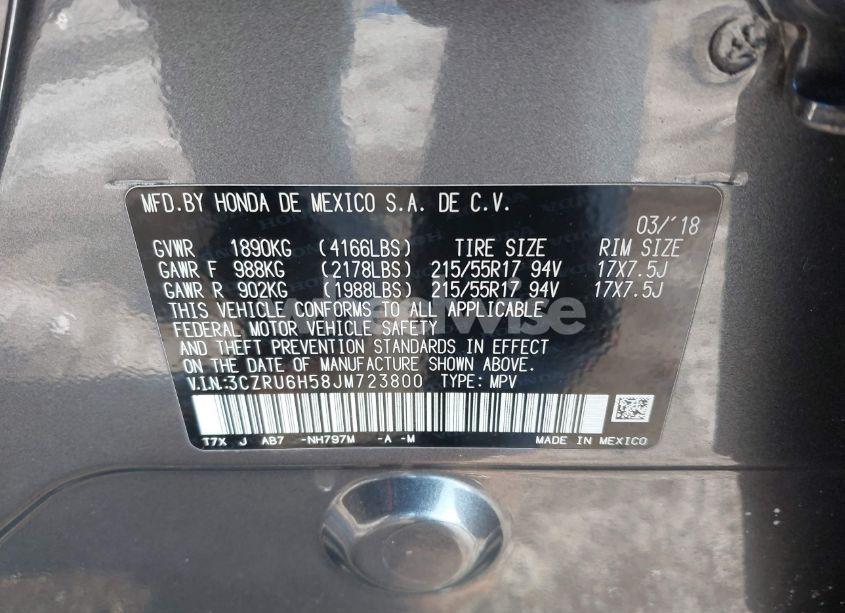 Photo 9 of 2018 Honda Hr-v EX (VIN 3CZRU6H58JM723800)