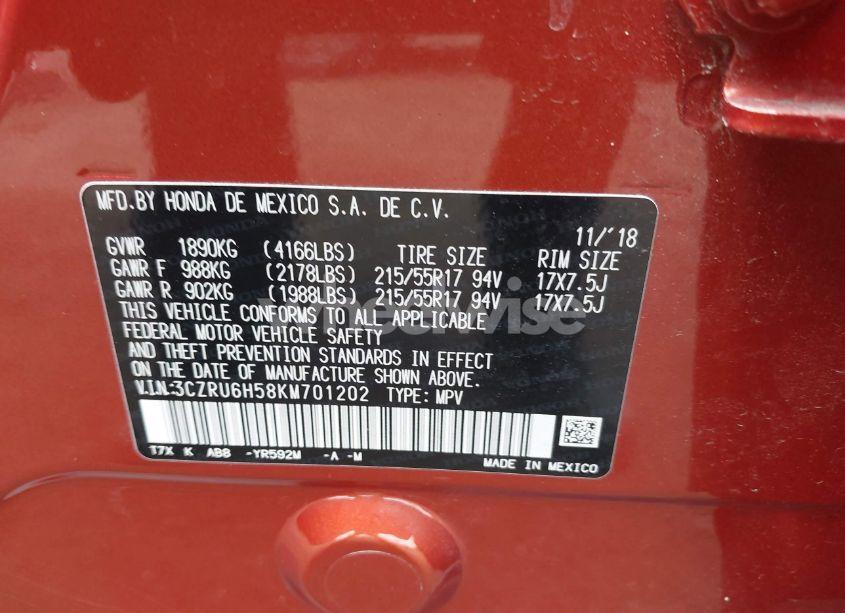 Photo 9 of 2019 Honda Hr-v EX (VIN 3CZRU6H58KM701202)