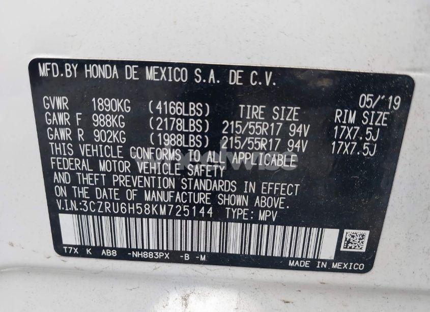 Photo 9 of 2019 Honda Hr-v EX (VIN 3CZRU6H58KM725144)