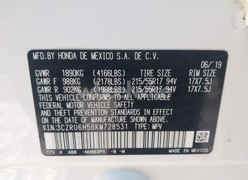 Photo 9 of 2019 Honda Hr-v EX (VIN 3CZRU6H58KM728531)
