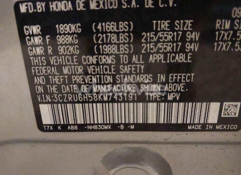 Photo 9 of 2019 Honda Hr-v EX (VIN 3CZRU6H58KM743191)