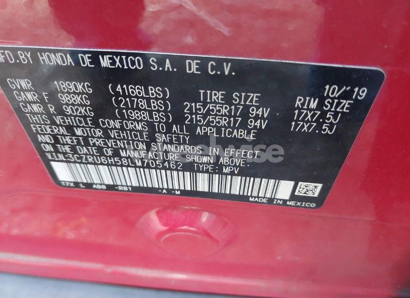 Photo 9 of 2020 Honda Hr-v AWD EX (VIN 3CZRU6H58LM705462)