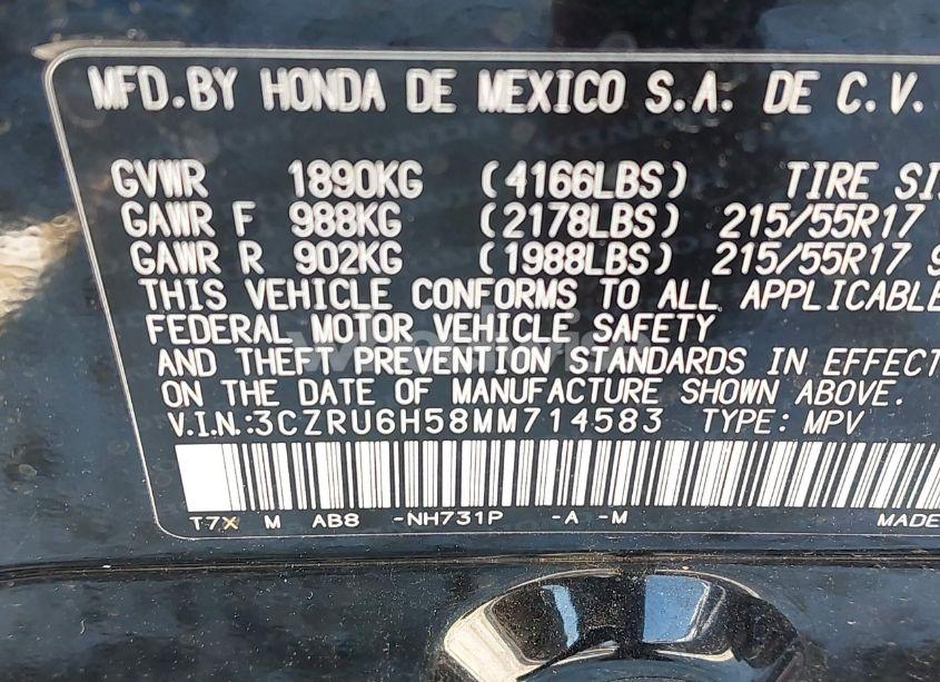 Photo 9 of 2021 Honda Hr-v AWD EX (VIN 3CZRU6H58MM714583)