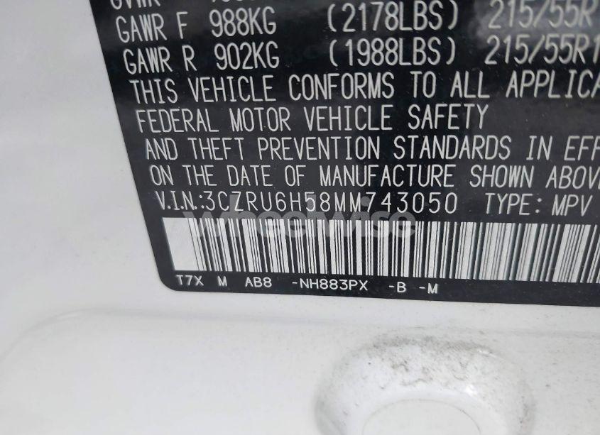 Photo 9 of 2021 Honda Hr-v AWD EX (VIN 3CZRU6H58MM743050)