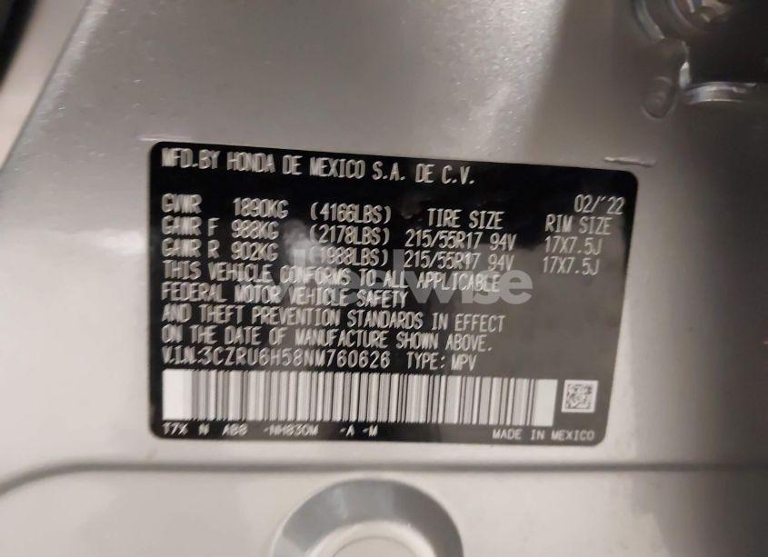 Photo 9 of 2022 Honda Hr-v AWD EX (VIN 3CZRU6H58NM760626)