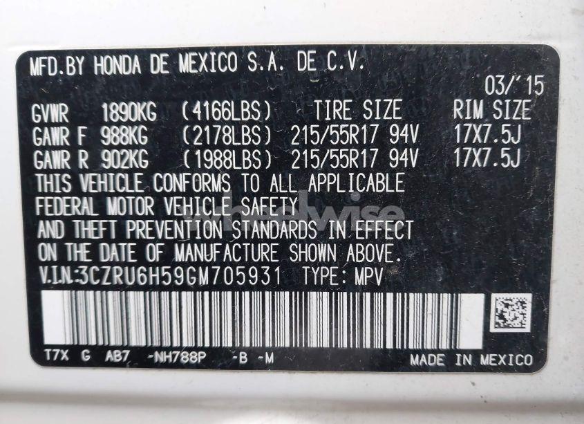 Photo 9 of 2016 Honda Hr-v EX (VIN 3CZRU6H59GM705931)