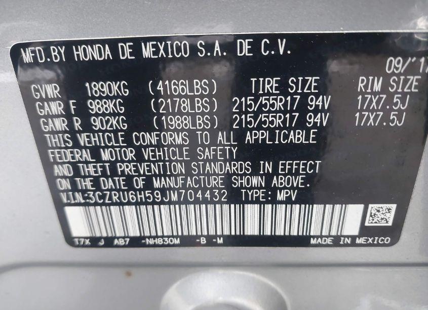 Photo 9 of 2018 Honda Hr-v EX (VIN 3CZRU6H59JM704432)