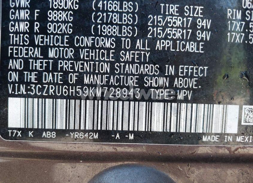 Photo 9 of 2019 Honda Hr-v EX (VIN 3CZRU6H59KM728943)