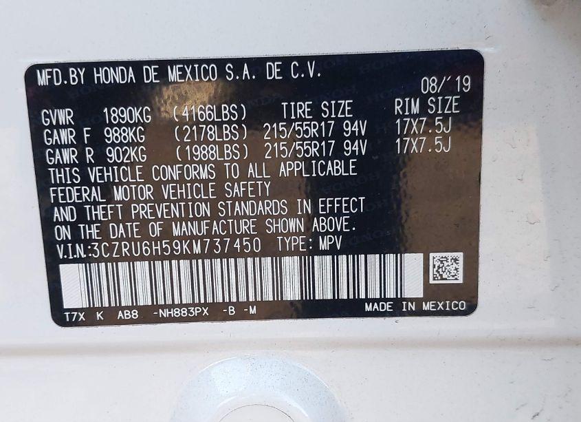 Photo 9 of 2019 Honda Hr-v EX (VIN 3CZRU6H59KM737450)