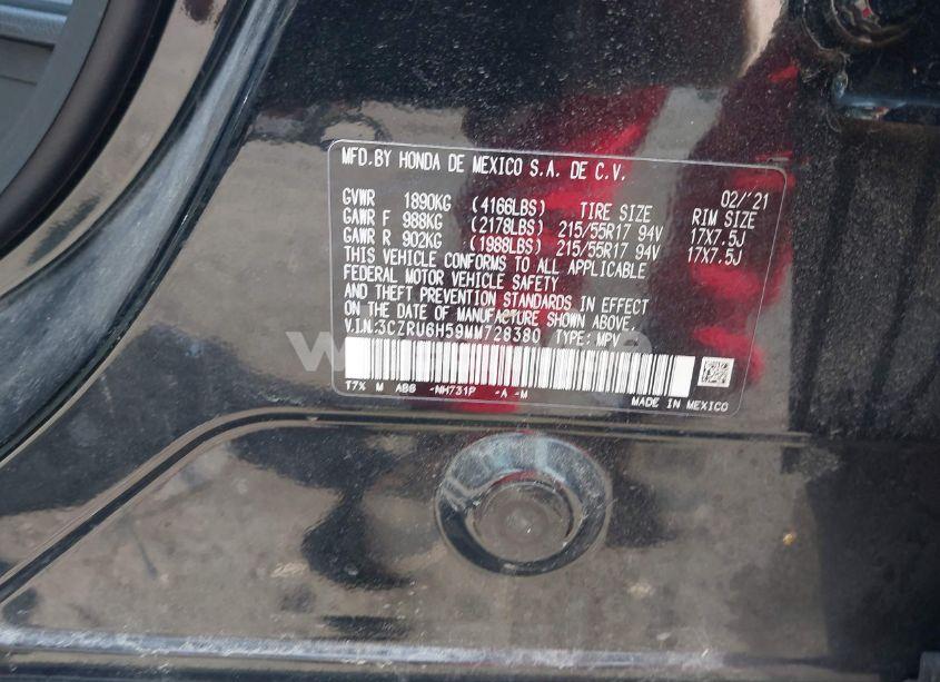 Photo 9 of 2021 Honda Hr-v AWD EX (VIN 3CZRU6H59MM728380)