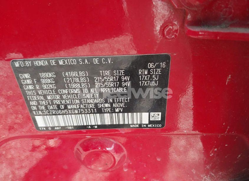 Photo 9 of 2016 Honda Hr-v EX (VIN 3CZRU6H5XGM753311)