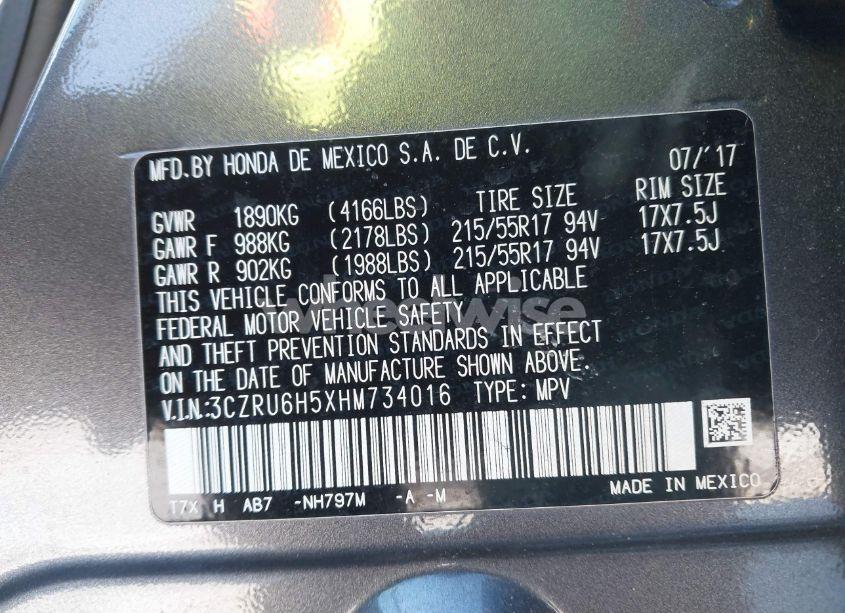 Photo 9 of 2017 Honda Hr-v EX (VIN 3CZRU6H5XHM734016)