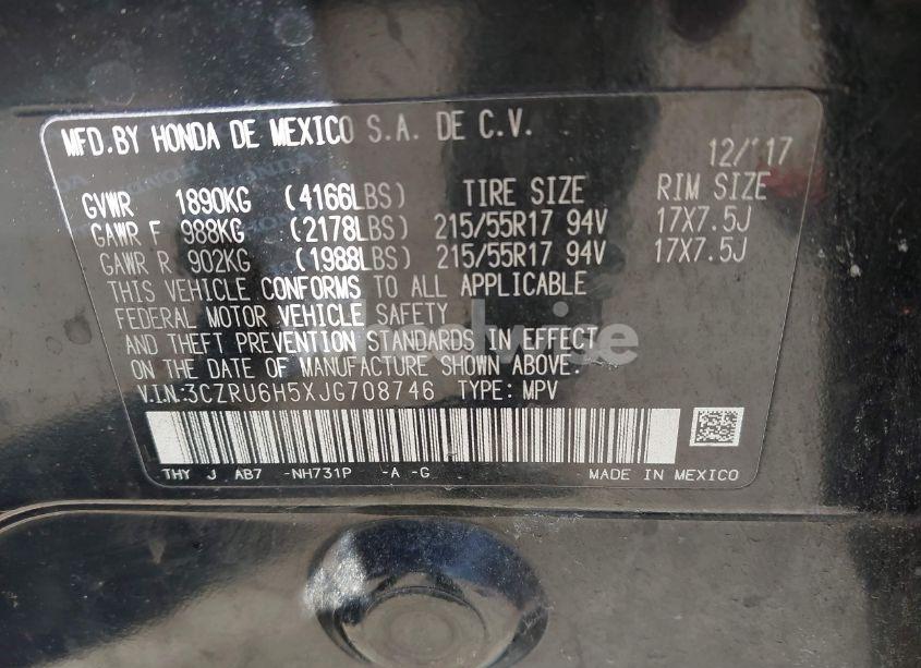 Photo 9 of 2018 Honda Hr-v EX (VIN 3CZRU6H5XJG708746)