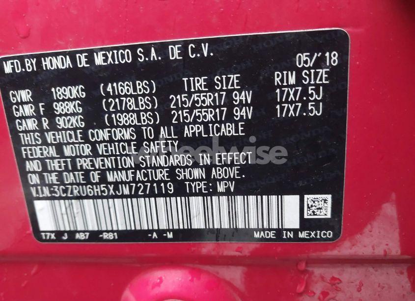 Photo 9 of 2018 Honda Hr-v EX (VIN 3CZRU6H5XJM727119)