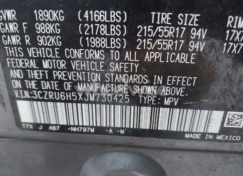 Photo 9 of 2018 Honda Hr-v EX (VIN 3CZRU6H5XJM730425)