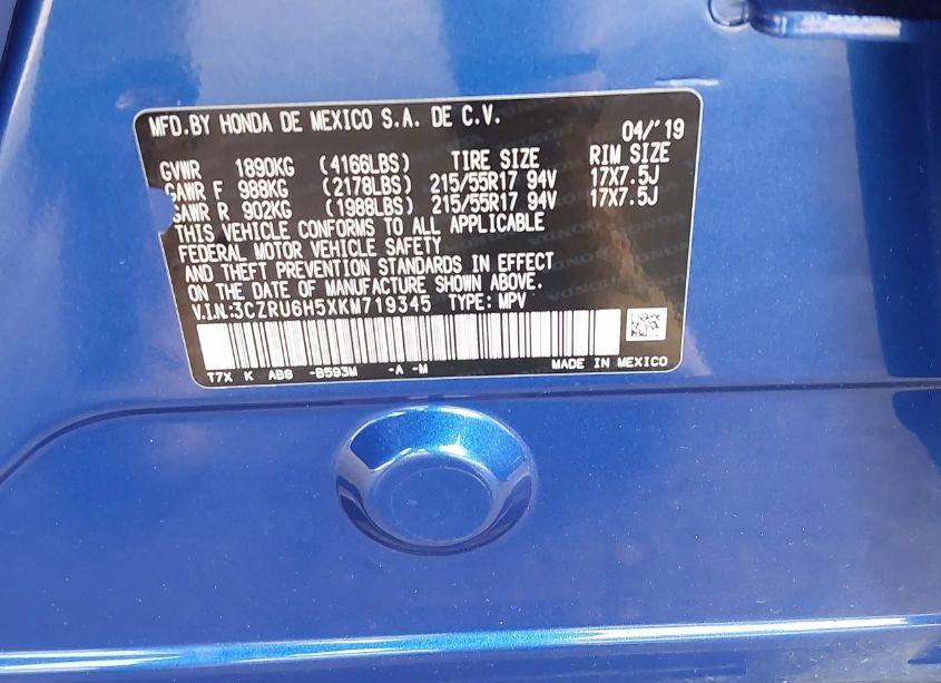 Photo 9 of 2019 Honda Hr-v EX (VIN 3CZRU6H5XKM719345)