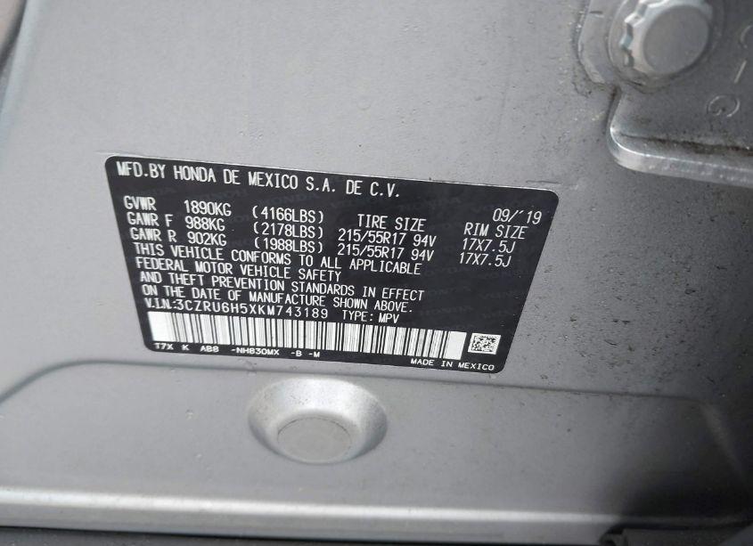 Photo 9 of 2019 Honda Hr-v EX (VIN 3CZRU6H5XKM743189)