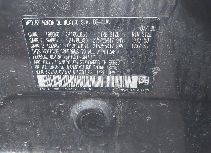 Photo 9 of 2020 Honda Hr-v AWD EX (VIN 3CZRU6H5XLM730122)