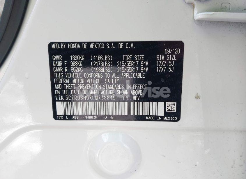 Photo 9 of 2020 Honda Hr-v AWD EX (VIN 3CZRU6H5XLM738849)