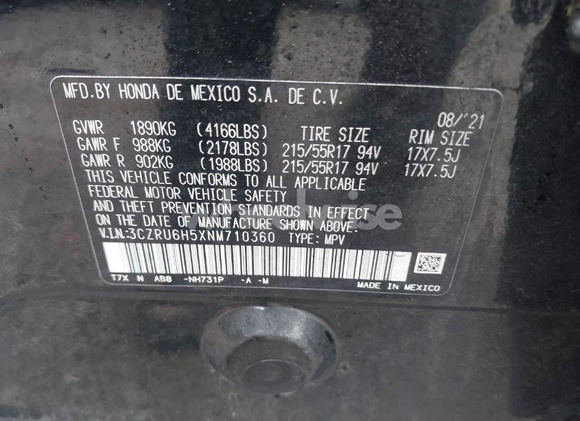 Photo 9 of 2022 Honda Hr-v AWD EX (VIN 3CZRU6H5XNM710360)