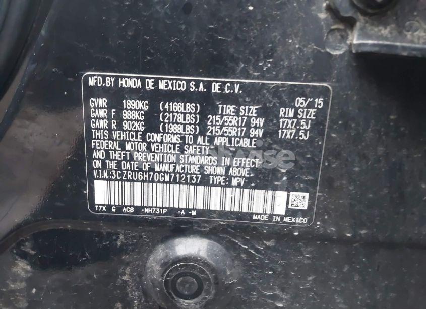 Photo 9 of 2016 Honda Hr-v EX-L (VIN 3CZRU6H70GM712137)