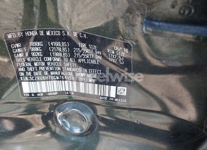 Photo 9 of 2016 Honda Hr-v EX-L (VIN 3CZRU6H70GM764156)