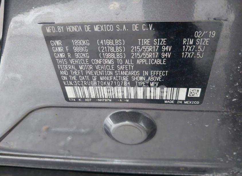 Photo 9 of 2019 Honda Hr-v EX-L (VIN 3CZRU6H70KM710784)