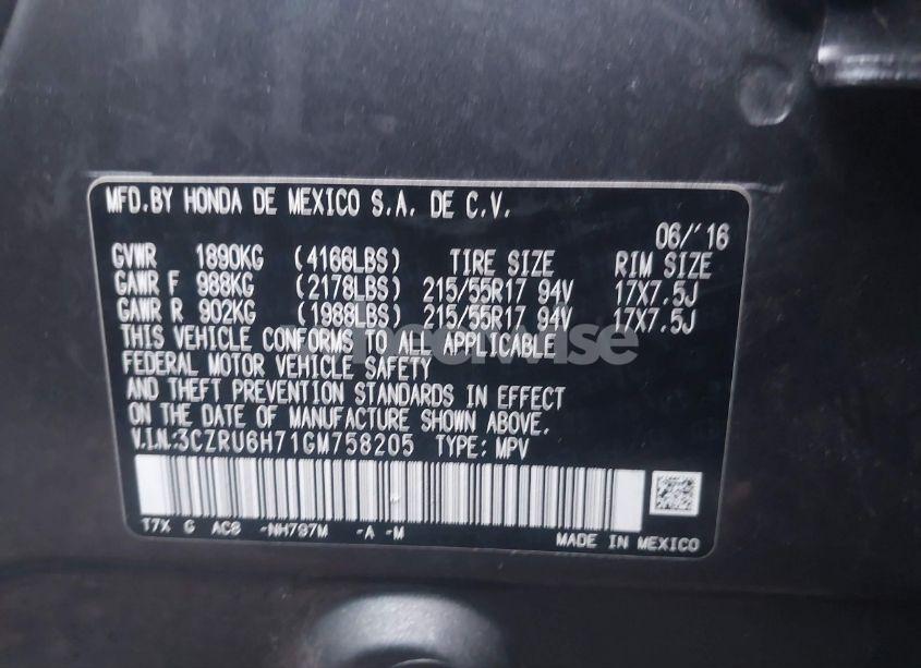 Photo 9 of 2016 Honda Hr-v EX-L (VIN 3CZRU6H71GM758205)