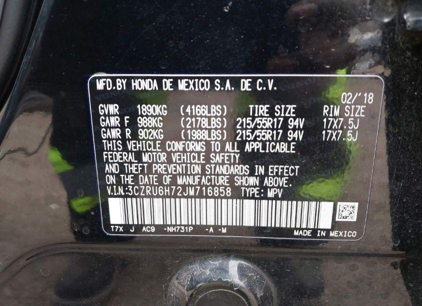 Photo 9 of 2018 Honda Hr-v EX-L (VIN 3CZRU6H72JM716858)